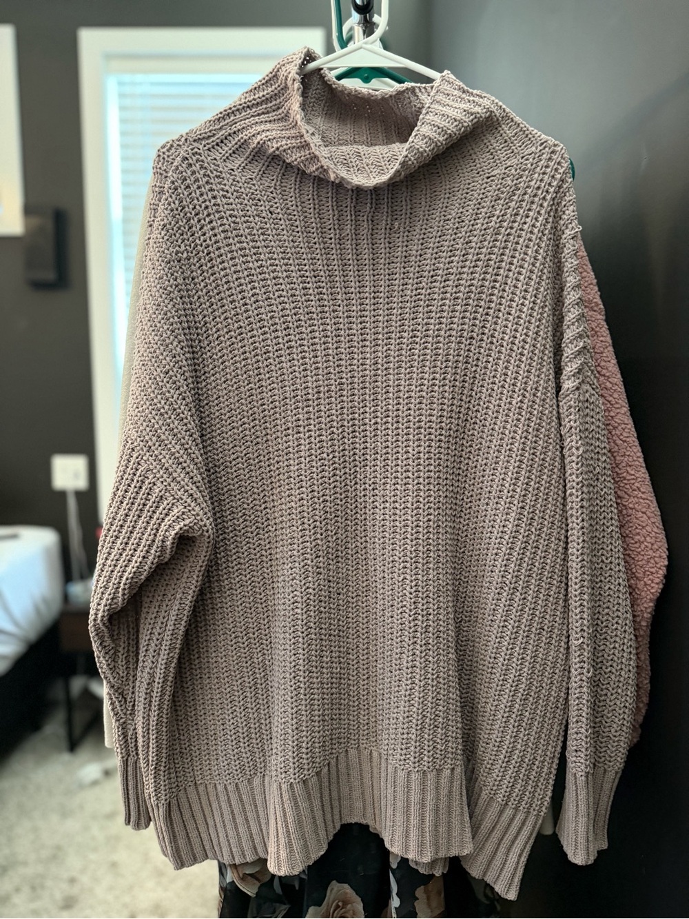 48. Aerie | Taupe Turtleneck Chunky Knit Sweater| M